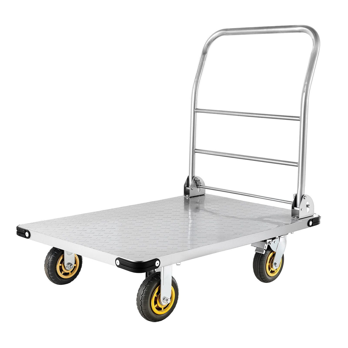 Platform Truck, 2000 lbs Capacity, Heavy Duty Steel Flatbed Cart with Swivel Wheels and Handle, Foldable Platform Hand Push Truck Dolly, for Groceries, Garage, Warehouse, 35.4 x 23.6 x 35.4 in