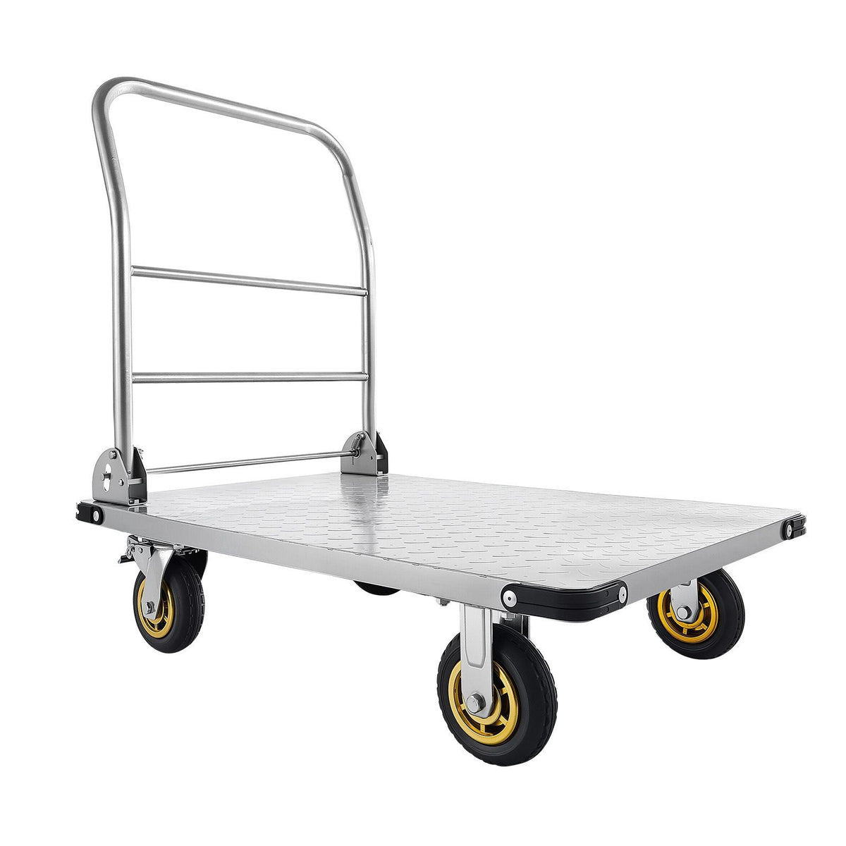 Platform Truck, 2000 lbs Capacity, Heavy Duty Steel Flatbed Cart with Swivel Wheels and Handle, Foldable Platform Hand Push Truck Dolly, for Groceries, Garage, Warehouse, 35.4 x 23.6 x 35.4 in