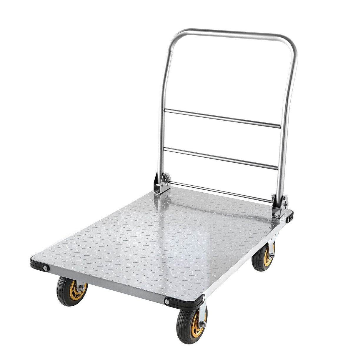 Platform Truck, 2000 lbs Capacity, Heavy Duty Steel Flatbed Cart with Swivel Wheels and Handle, Foldable Platform Hand Push Truck Dolly, for Groceries, Garage, Warehouse, 35.4 x 23.6 x 35.4 in