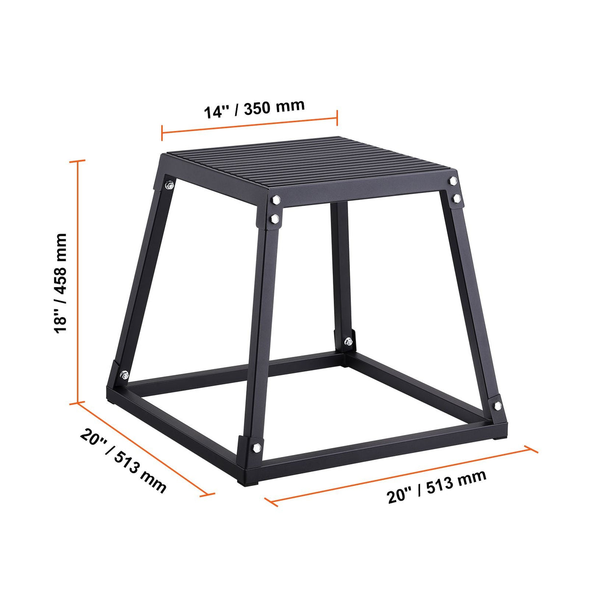 Plyometric Jump Box, 18 Inch Plyo Box, Steel Plyometric Platform and Jumping Agility Box, Anti-Slip Fitness Exercise Step Up Box for Home Gym Training, Conditioning Strength Training, Black