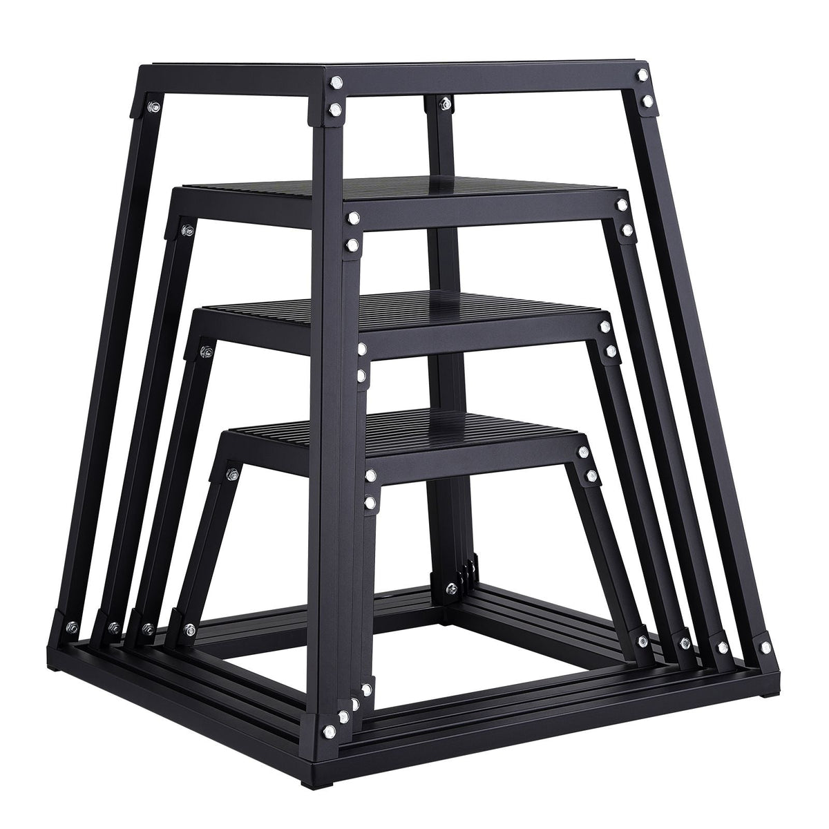 Plyometric Jump Boxes, 12/18/24/30 Inch Plyo Box, Platform and Jumping Agility Box, Anti-Slip Fitness Exercise Step Up Box Set for Home Gym Training, Conditioning Strength Training, Black