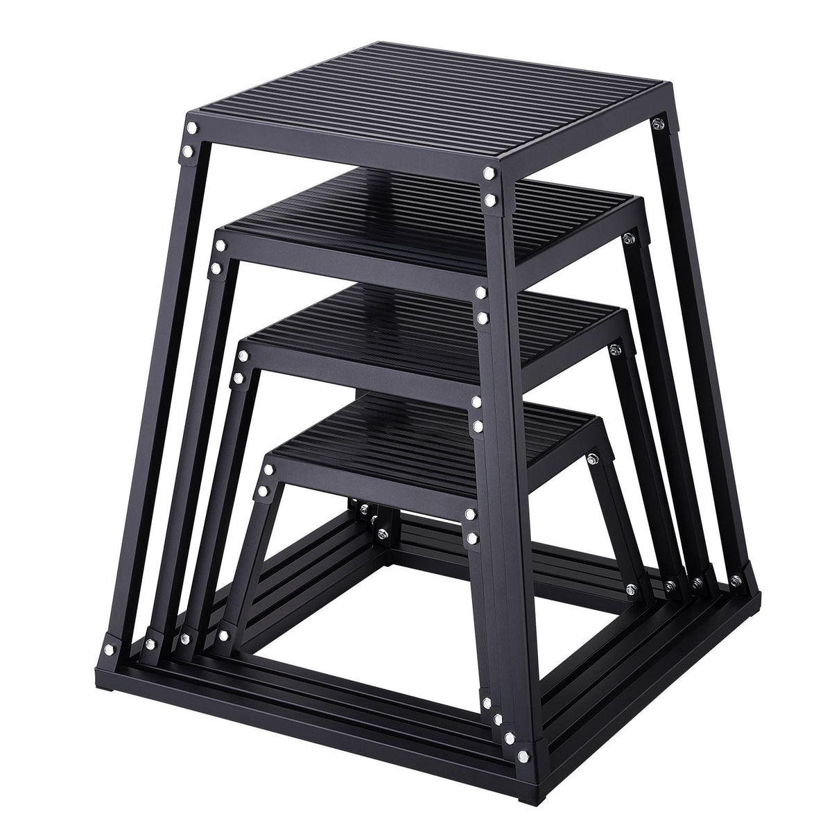 Plyometric Jump Boxes, 12/18/24/30 Inch Plyo Box, Platform and Jumping Agility Box, Anti-Slip Fitness Exercise Step Up Box Set for Home Gym Training, Conditioning Strength Training, Black