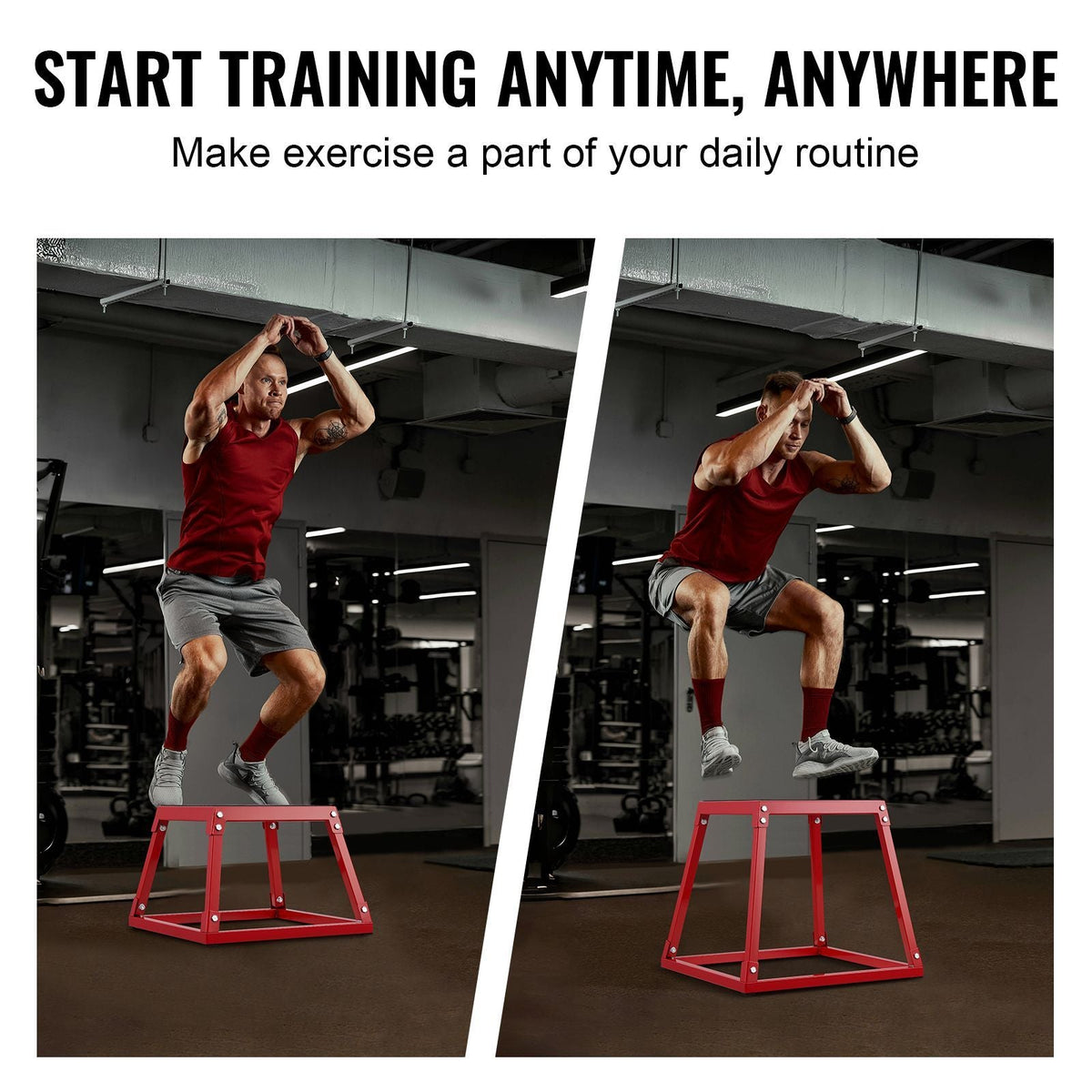 Plyometric Jump Boxes, 12/18/24/30 Inch Plyo Box, Platform and Jumping Agility Box, Anti-Slip Fitness Exercise Step Up Box Set for Home Gym Training, Conditioning Strength Training, Red