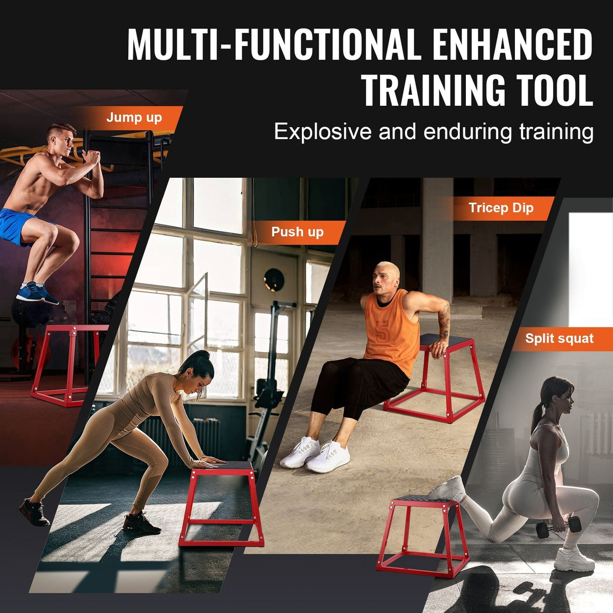 Plyometric Jump Boxes, 12/18/24/30 Inch Plyo Box, Platform and Jumping Agility Box, Anti-Slip Fitness Exercise Step Up Box Set for Home Gym Training, Conditioning Strength Training, Red