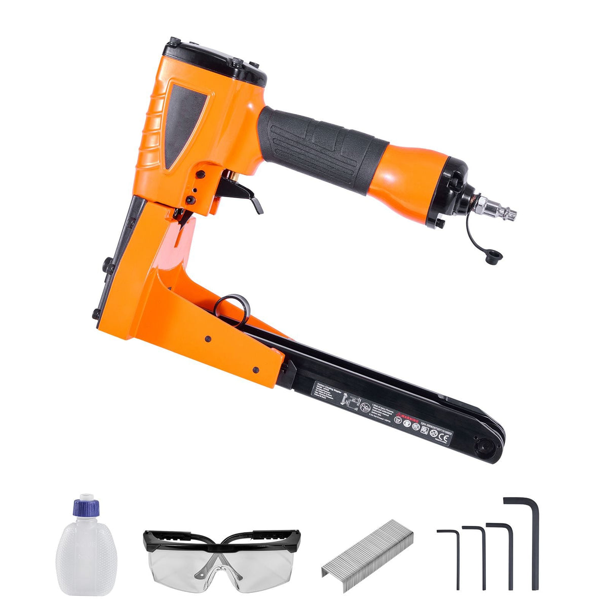 Pneumatic Carton Closing Stapler, 13 Gauge Pneumatic Cardboard Staple Gun for 1-3/8 inch Crown 5/8" & 3/4" Length, Depth-Adjustable 70-120 PSI Air Staple Gun for Boxes Carton Closing, Packaging