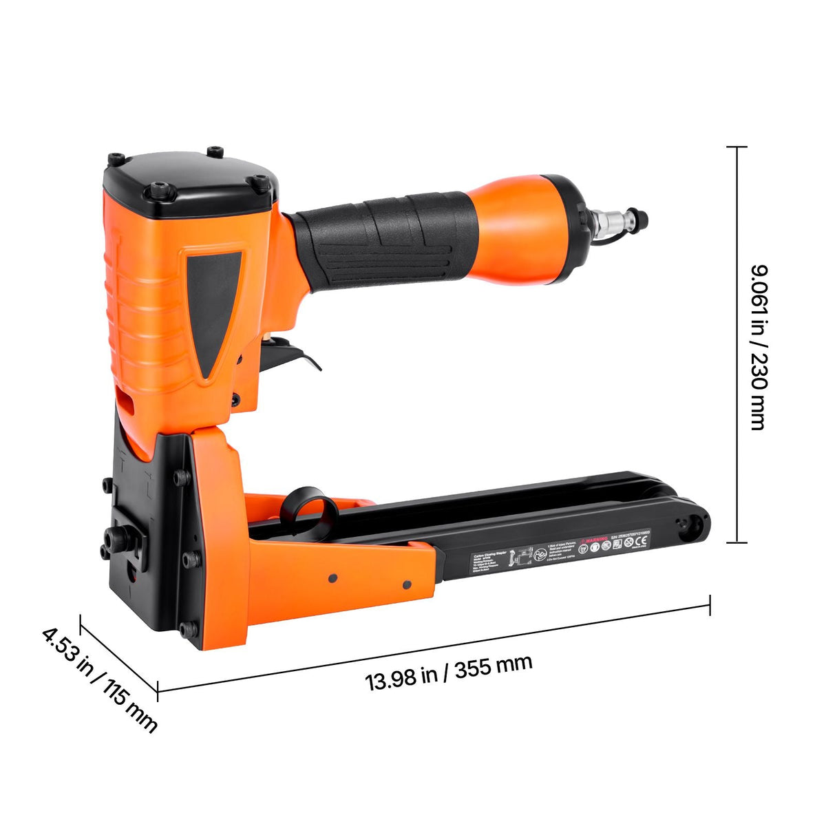 Pneumatic Carton Closing Stapler, 13 Gauge Pneumatic Cardboard Staple Gun for 1-3/8 inch Crown 5/8" & 3/4" Length, Depth-Adjustable 70-120 PSI Air Staple Gun for Boxes Carton Closing, Packaging