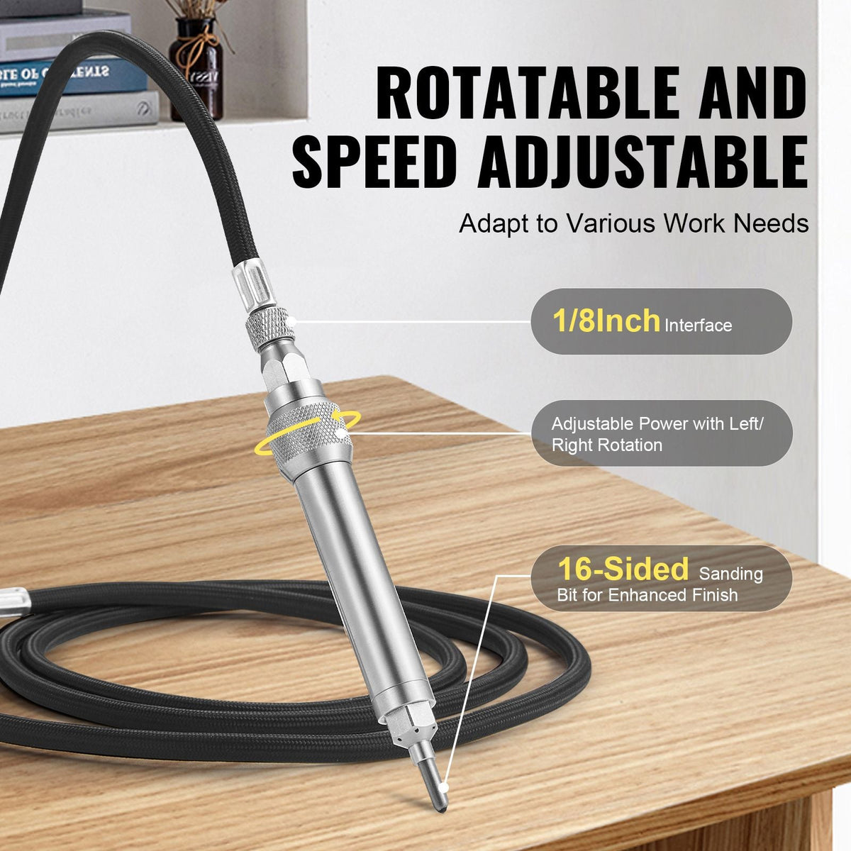 Pneumatic Engraving Pen, 11400 BPM, Speed Adjustable 1/8" Pencil Grinder, Portable Pneumatic Scribe Pen with Air Hose, Air Micro Grinder Scribe Pen for Precision Carving on Stone Glass Wood