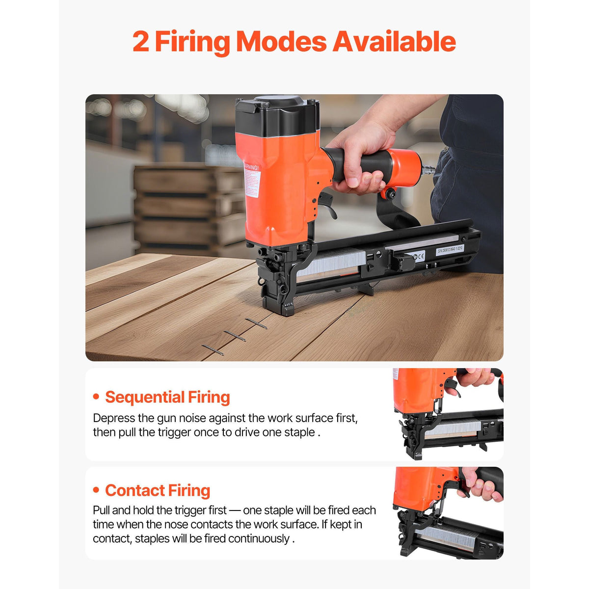 Pneumatic Staple Gun, 16 Gauge 1-inch Wide Crown Pneumatic Stapler 5/8" to 1-1/2" Length, 70-120PSI Air Staple Gun with Two Firing Modes for Roof Decking, Wall Sheathing, Fencing, Subflooring