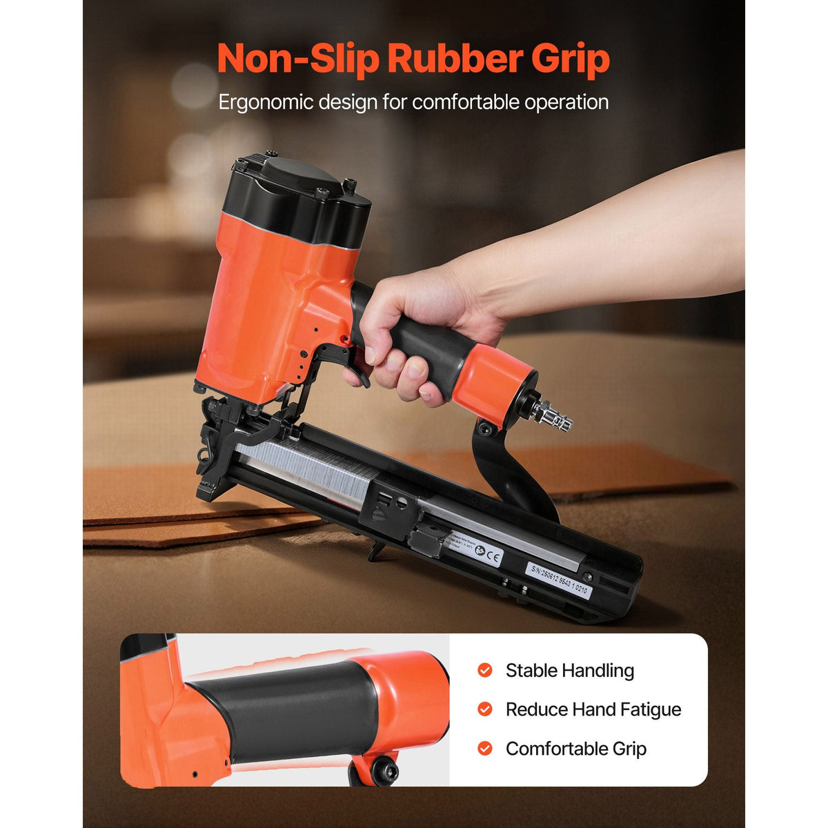 Pneumatic Staple Gun, 16 Gauge 1-inch Wide Crown Pneumatic Stapler 5/8" to 1-1/2" Length, 70-120PSI Air Staple Gun with Two Firing Modes for Roof Decking, Wall Sheathing, Fencing, Subflooring