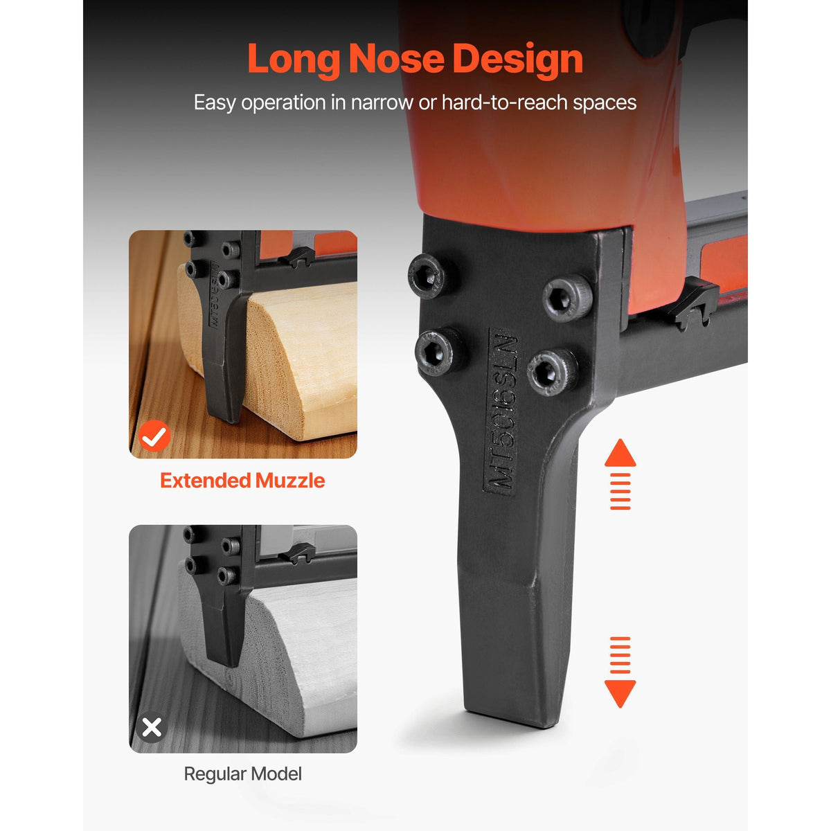 Pneumatic Staple Gun, 20 Gauge Long-Nose Upholstery Stapler for 50 Series Fine Wire Staples 1/2-inch Crown 1/4"-5/8" Length, Max 110PCS Loading Air Staple Gun for Upholstering, Woodworking, DIY
