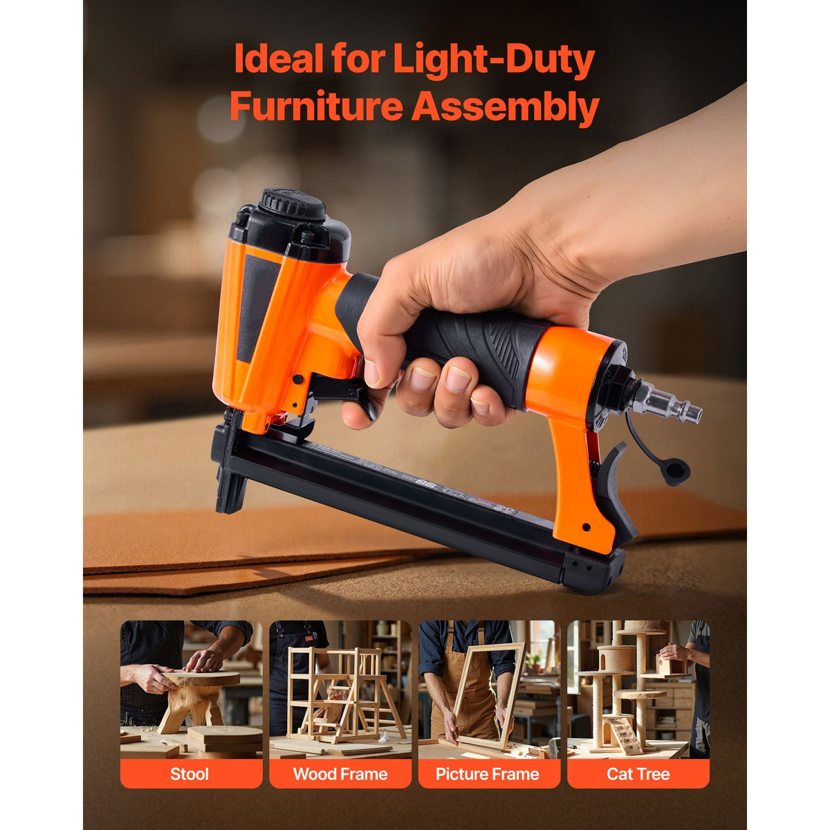 Pneumatic Staple Gun, 20 Gauge T50 Pneumatic Upholstery Stapler for 7/16" Crown 5/32"-5/8" Length Staples, 70-110 PSI Air Staple Gun for Woodworking, Upholstering, Fabric, Crafts, DIY Projects