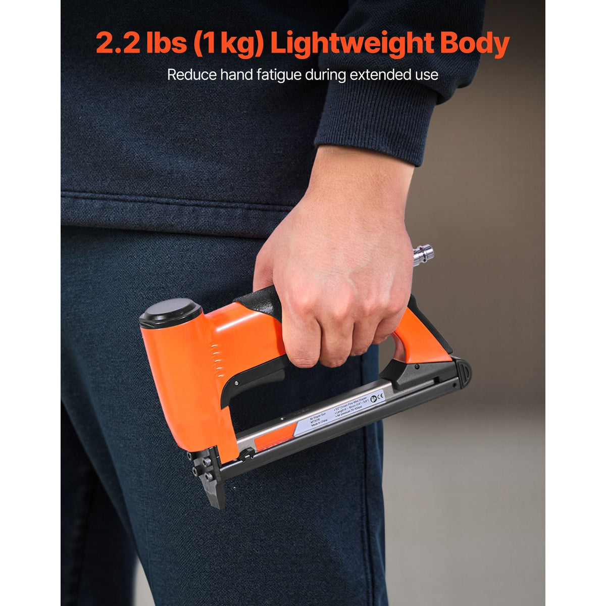 Pneumatic Staple Gun, 21 Gauge Air Upholstery Stapler for 80 Series Fine Wire Staples 1/2" Crown 1/4"-5/8" Length, Max 150PCS Loading Air Staple Gun for Upholstering, Woodworking, DIY Projects