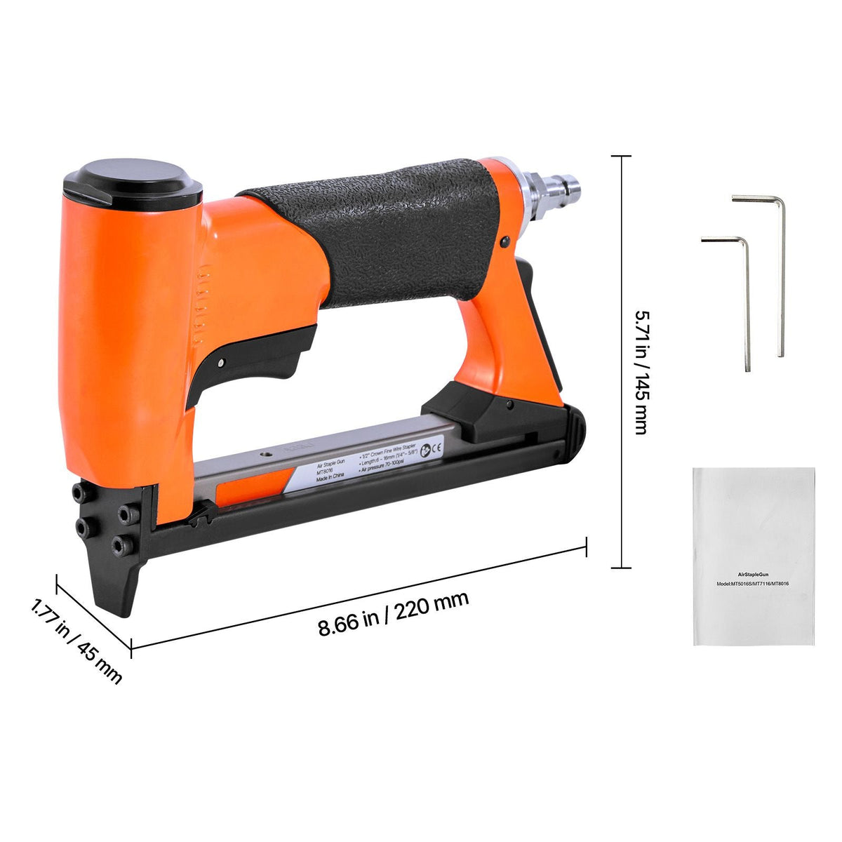 Pneumatic Staple Gun, 21 Gauge Air Upholstery Stapler for 80 Series Fine Wire Staples 1/2" Crown 1/4"-5/8" Length, Max 150PCS Loading Air Staple Gun for Upholstering, Woodworking, DIY Projects