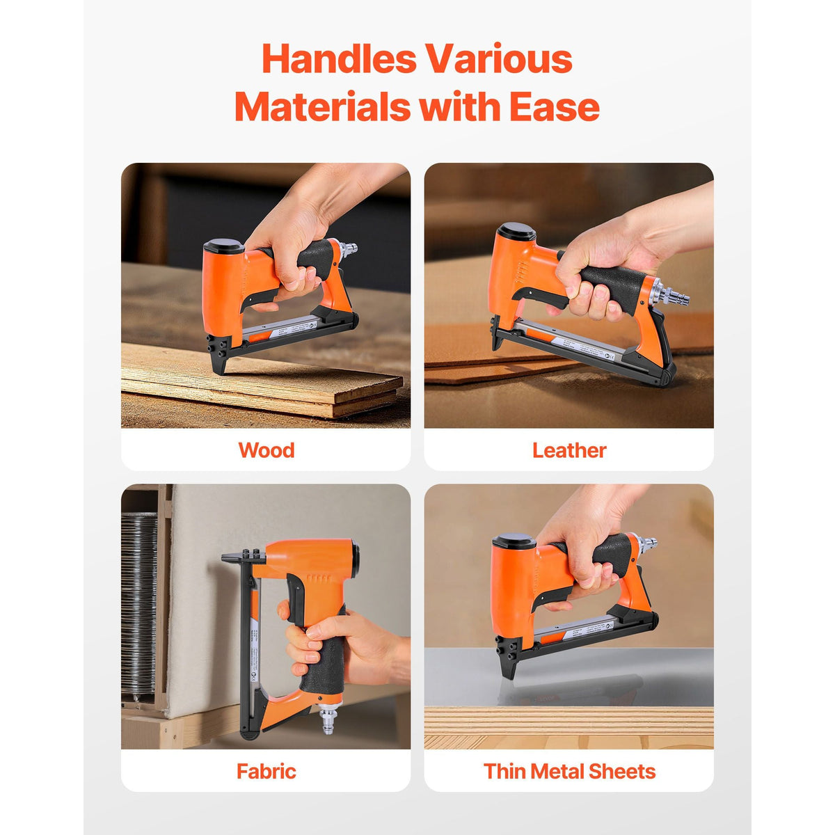 Pneumatic Staple Gun, 21 Gauge Air Upholstery Stapler for 80 Series Fine Wire Staples 1/2" Crown 1/4"-5/8" Length, Max 150PCS Loading Air Staple Gun for Upholstering, Woodworking, DIY Projects