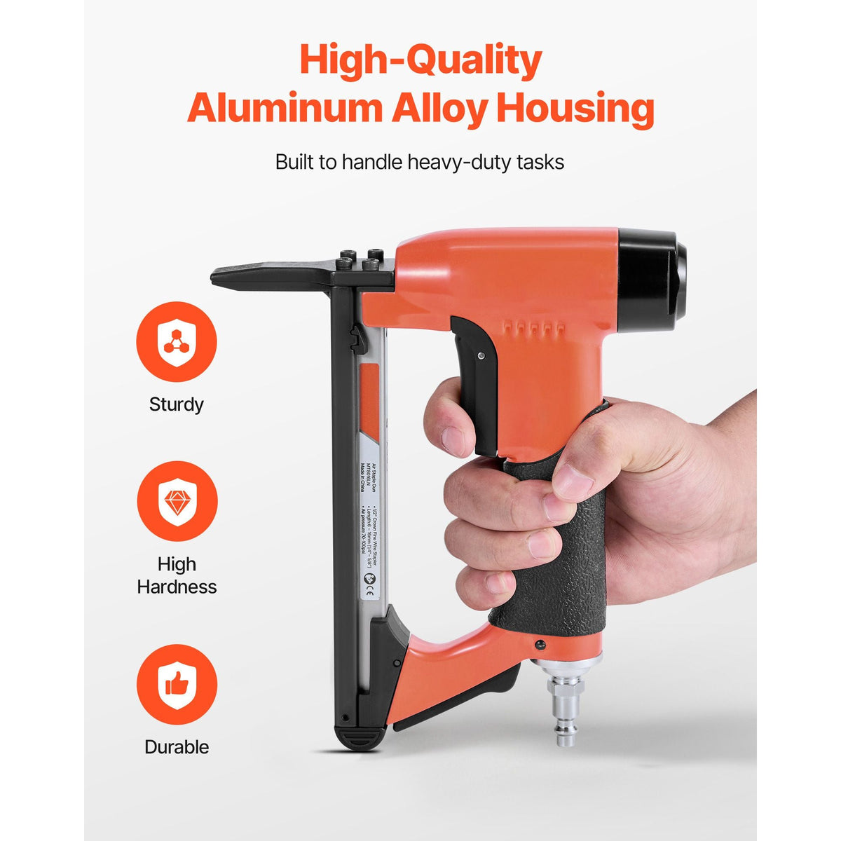 Pneumatic Staple Gun, 21 Gauge Long-Nose Upholstery Stapler for 80 Series Fine Wire Staples 1/2-inch Crown 1/4"-5/8" Length, Max 150PCS Loading Air Staple Gun for Upholstering, Woodworking, DIY