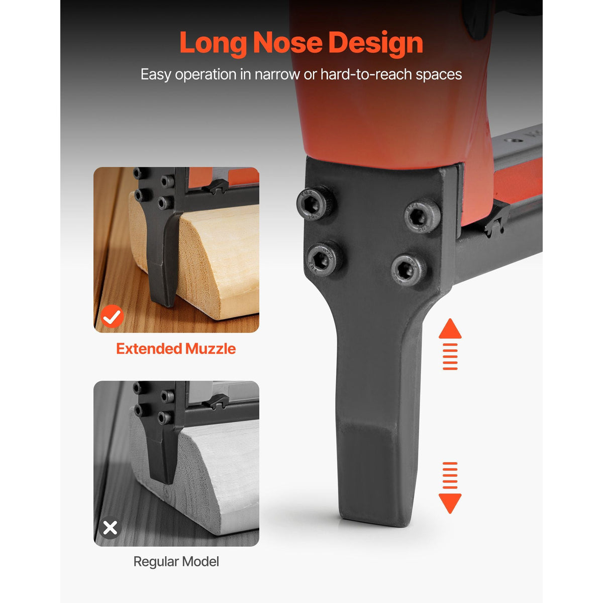 Pneumatic Staple Gun, 21 Gauge Long-Nose Upholstery Stapler for 80 Series Fine Wire Staples 1/2-inch Crown 1/4"-5/8" Length, Max 150PCS Loading Air Staple Gun for Upholstering, Woodworking, DIY