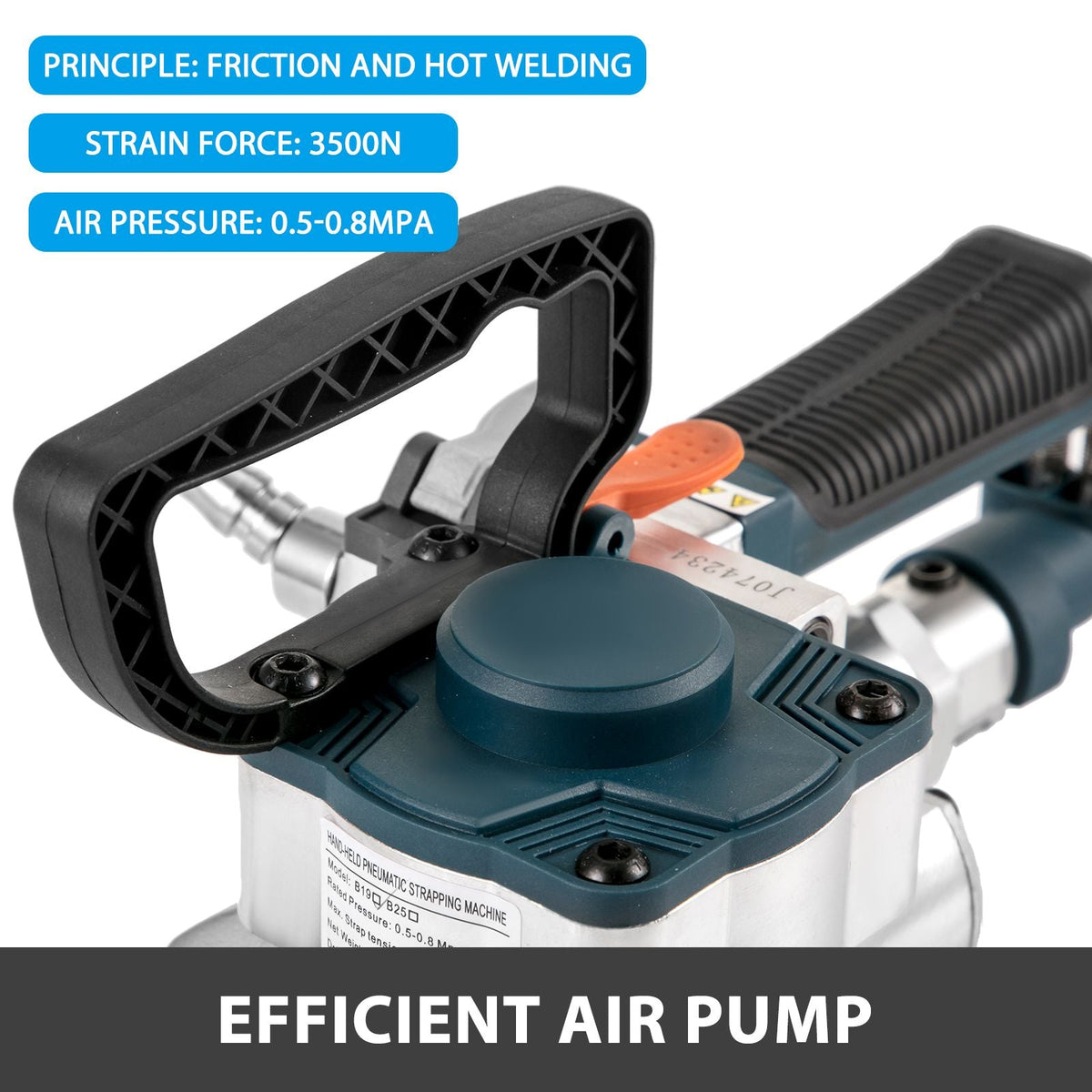 Pneumatic Strapping Tool B19 Hand Held Strapping Machine with 3500N Max Tension Pneumatic Strapping Machine for 1/2\'\'-3/4\'\' PP/PET Belt