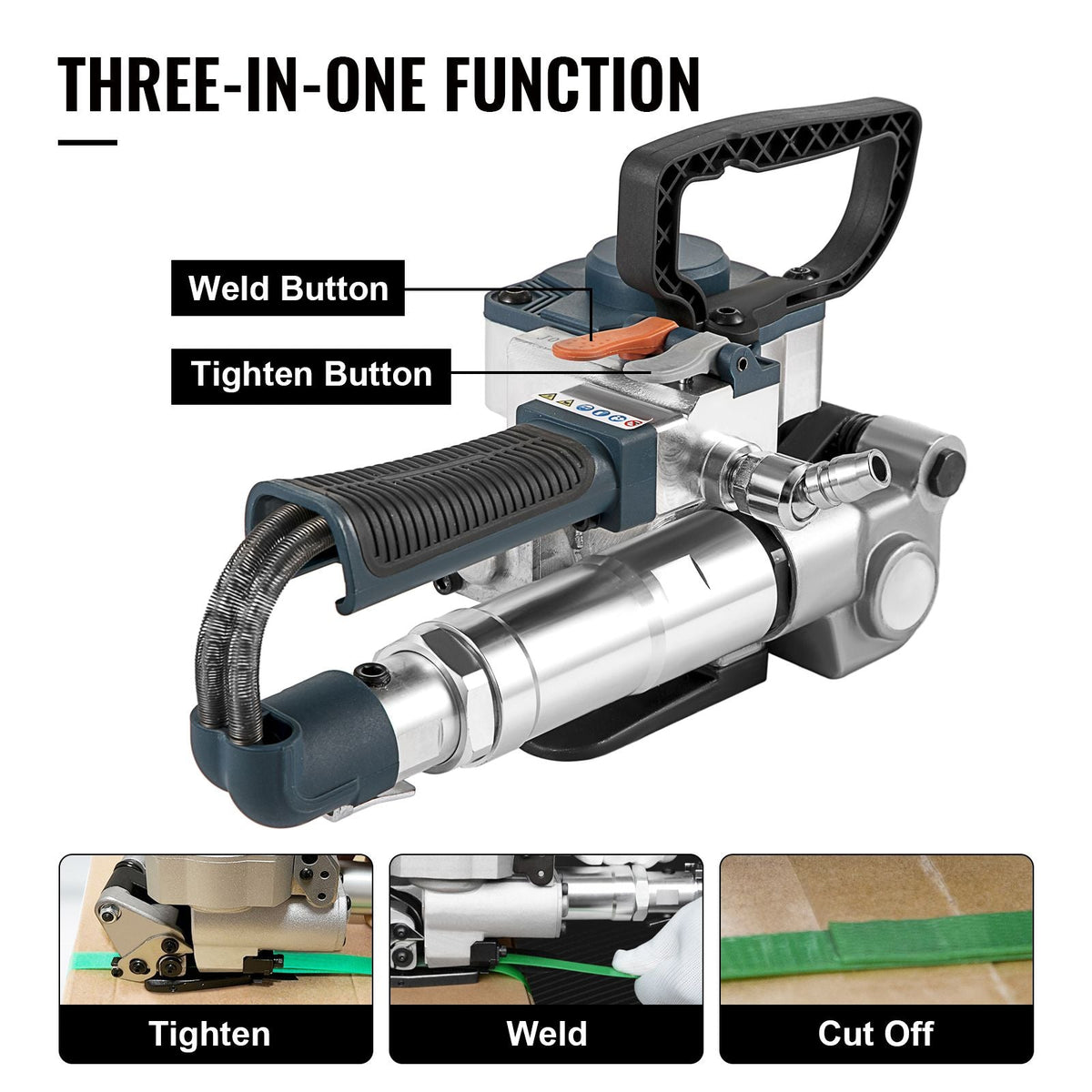 Pneumatic Strapping Tool B19 Hand Held Strapping Machine with 3500N Max Tension Pneumatic Strapping Machine for 1/2\'\'-3/4\'\' PP/PET Belt