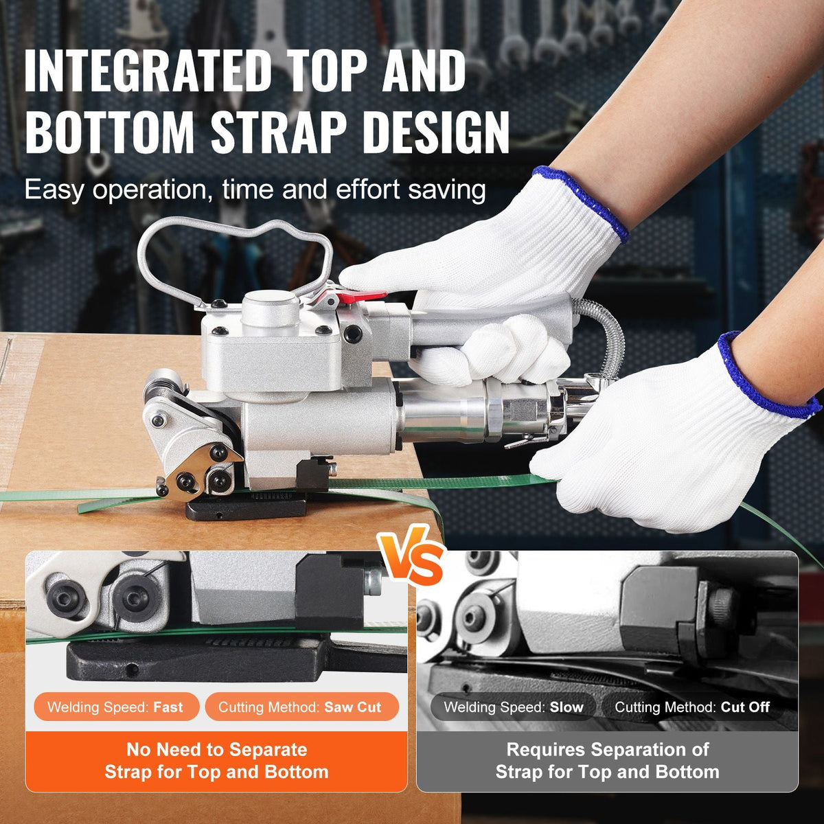 Pneumatic Strapping Tool, for 3/4"-1" Width PET Plastic Belt, Packaging Strapping Machine, Handheld Baler, Automatic Packaging Machine with 4000N Max Tension, Portable Banding Strapping Kit