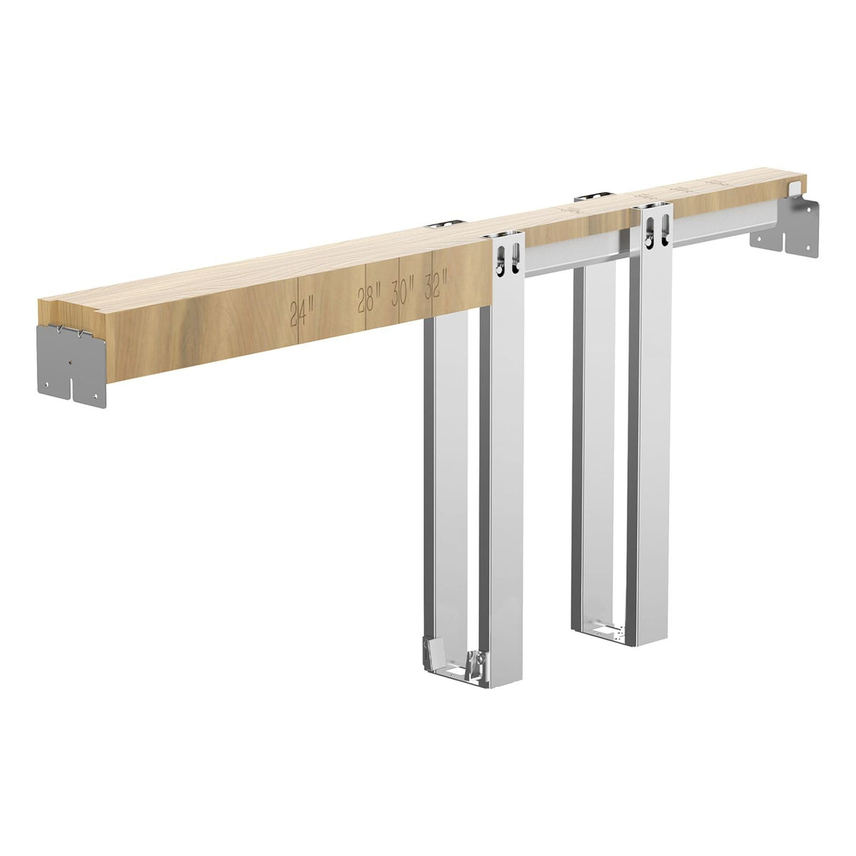 Pocket Door Frame Kit, for 24-32 in Wide 80 in High Door, Pocket Door Kit with Two-Way Soft Close Mechanism, Slide Smoothly Quietly, Easy to Install, Premium Galvanized Steel, for Living Room