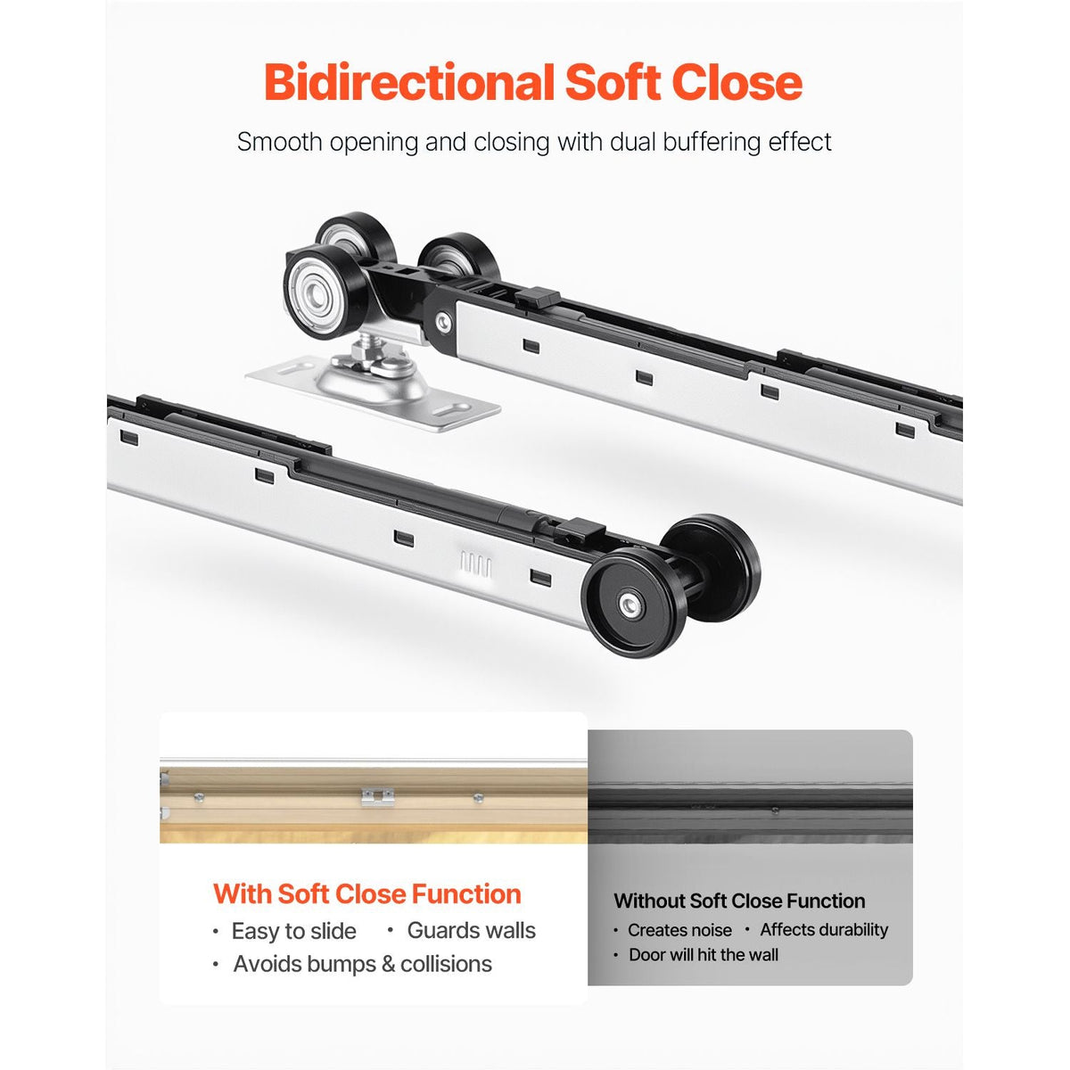 Pocket Door Frame Kit, for 24-36 in Wide 80 in High Door, Pocket Door Kit with Two-Way Soft Close Mechanism, Slide Smoothly Quietly, Easy to Install, Premium Galvanized Steel, for Living Room