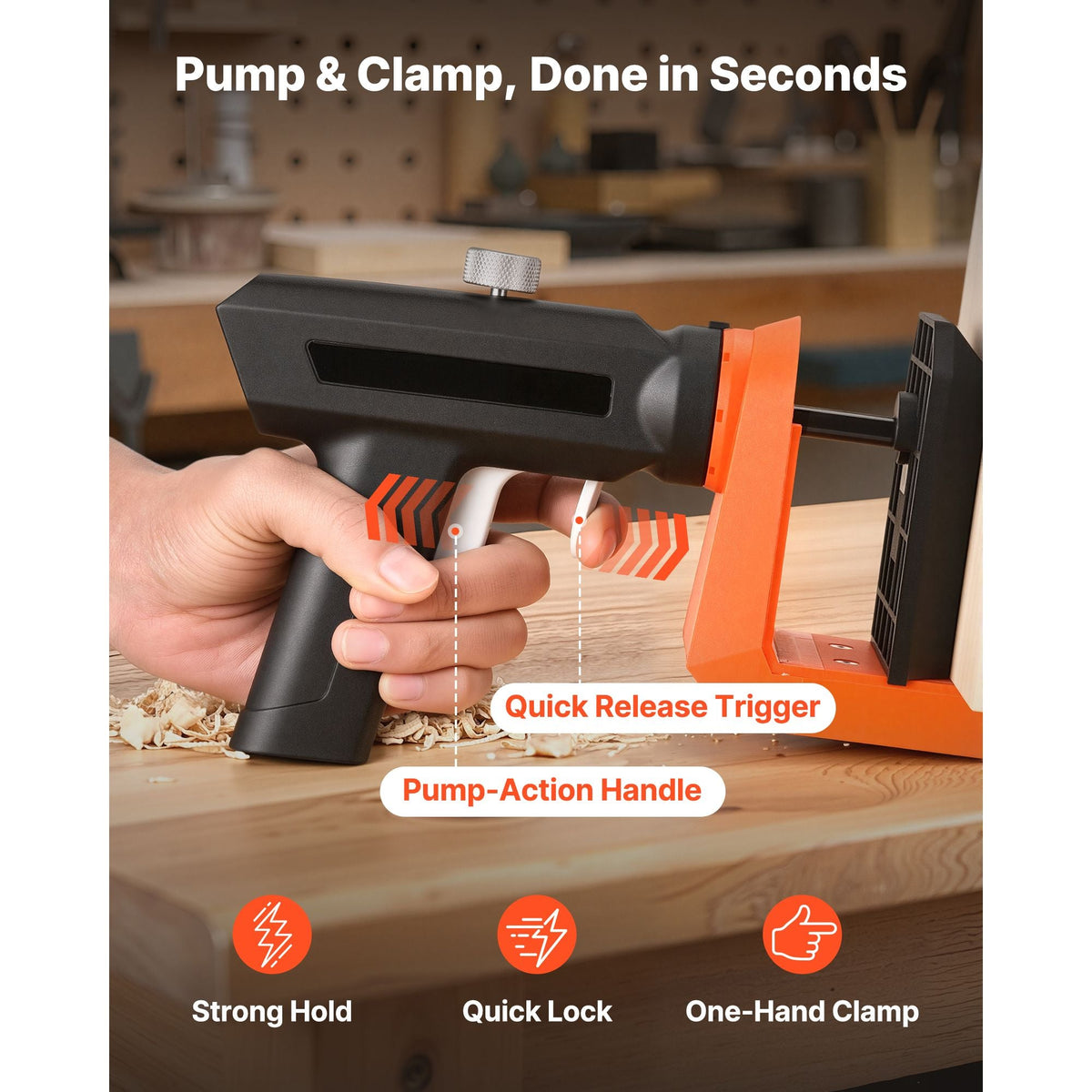 Pocket Hole Jig Kit, 1/2", 3/4", 1-1/2" Adjustable, 360° Rotating Handle, Jig Pocket Hole System with 260 Screws, C-Clamp, Stop Collar, Drill Bit, Easy Clamping and Adjusting, for Woodworking