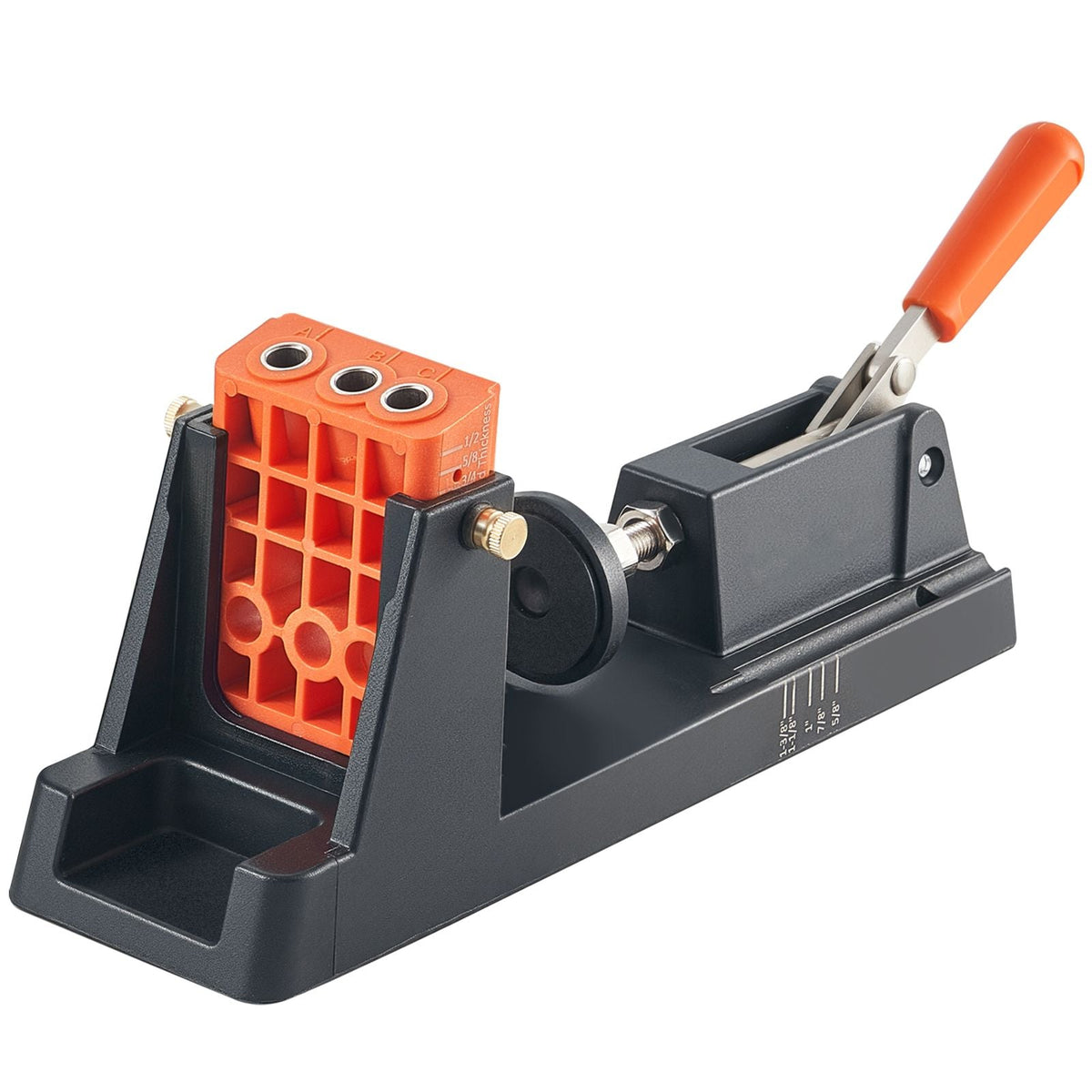 Pocket Hole Jig Kit, 1/2" to 1-1/2" Adjustable, Lightweight Jig Pocket Hole System with Dust Collection Adapter, Detachable Guide Block, Drill Bit, Stop Collar, Easy Adjusting, for Woodworking