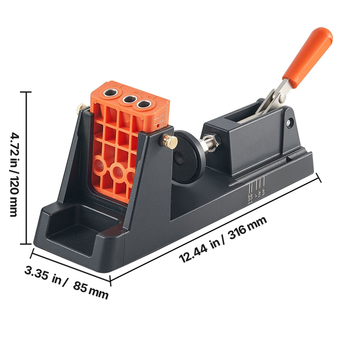 Pocket Hole Jig Kit, 1/2" to 1-1/2" Adjustable, Lightweight Jig Pocket Hole System with Dust Collection Adapter, Detachable Guide Block, Drill Bit, Stop Collar, Easy Adjusting, for Woodworking