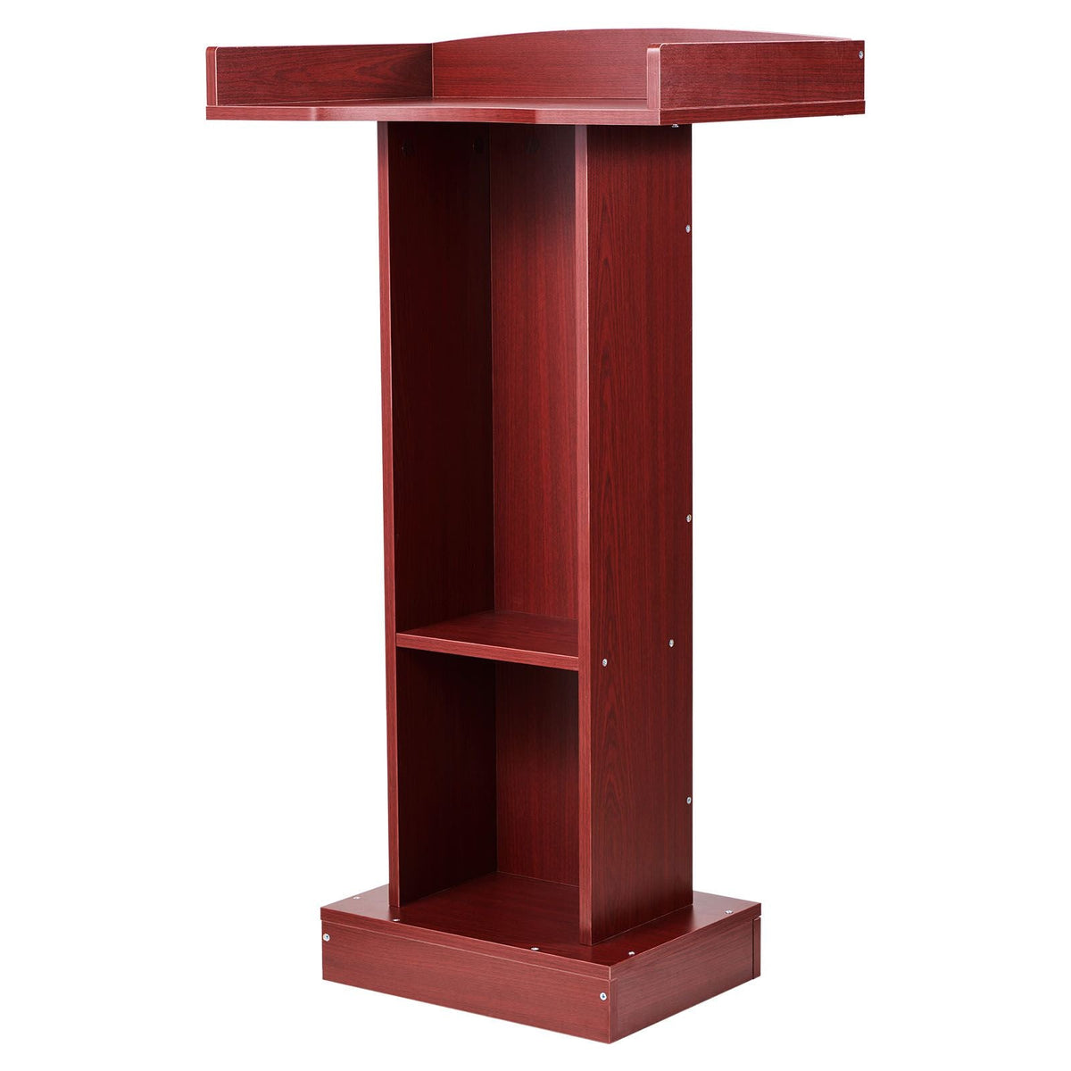 Podium Stand, 41-Inch Wooden Lectern, Laptop Desk with Wide Reading Surface and Storage Shelf, Edge Stopper, Elegant Design, Flool-Standing, for Classroom, Conference, Church, and Presentation