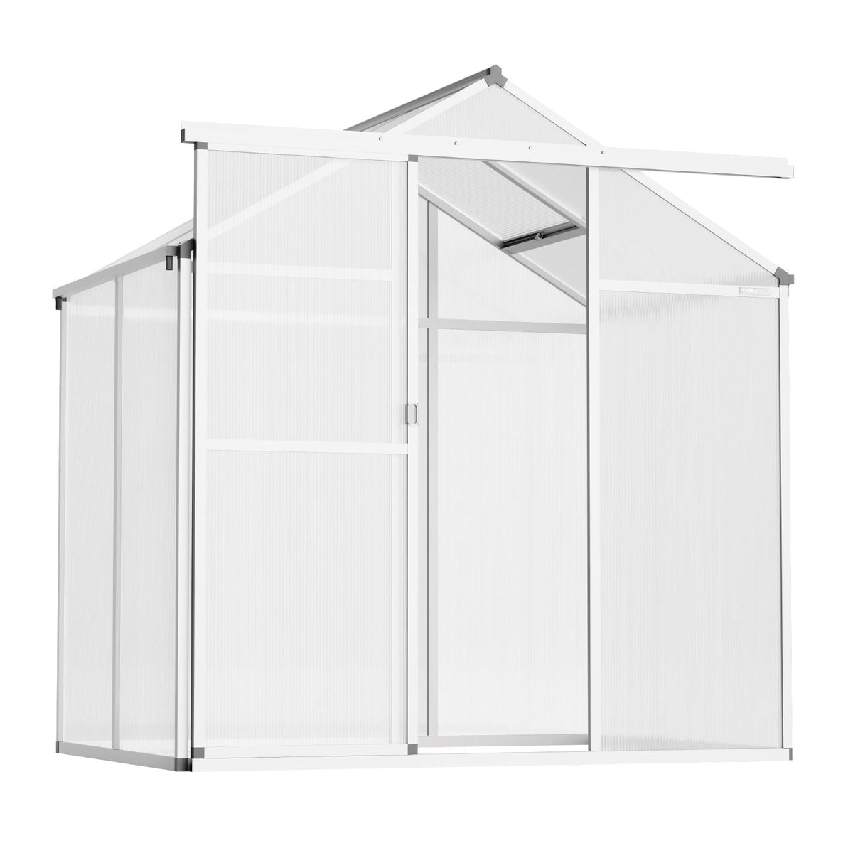 Polycarbonate Greenhouse, 6 x 4 Ft, Outdoor Greenhouse with Adjustable Vent Windows, Pavilion Styled Greenhouse with Sliding Door, Aluminum Large Walk-in Greenhouse Kit for Garden Backyard