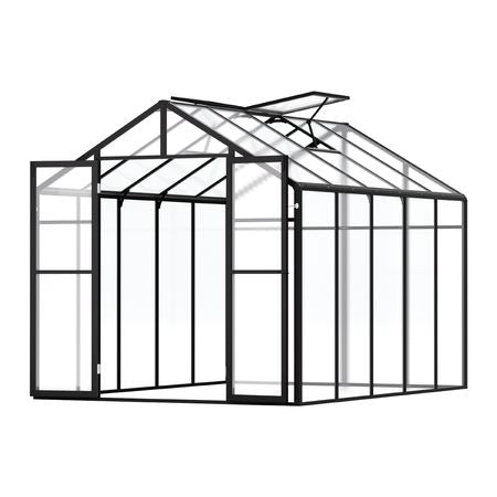 Polycarbonate Greenhouse, 8 x 10 Ft, Outdoor Greenhouse with 2 Vent Windows, Pavilion Styled Greenhouse with Hinged Door, Aluminum Large Walk-in Greenhouse Kit for Outside Garden Backyard