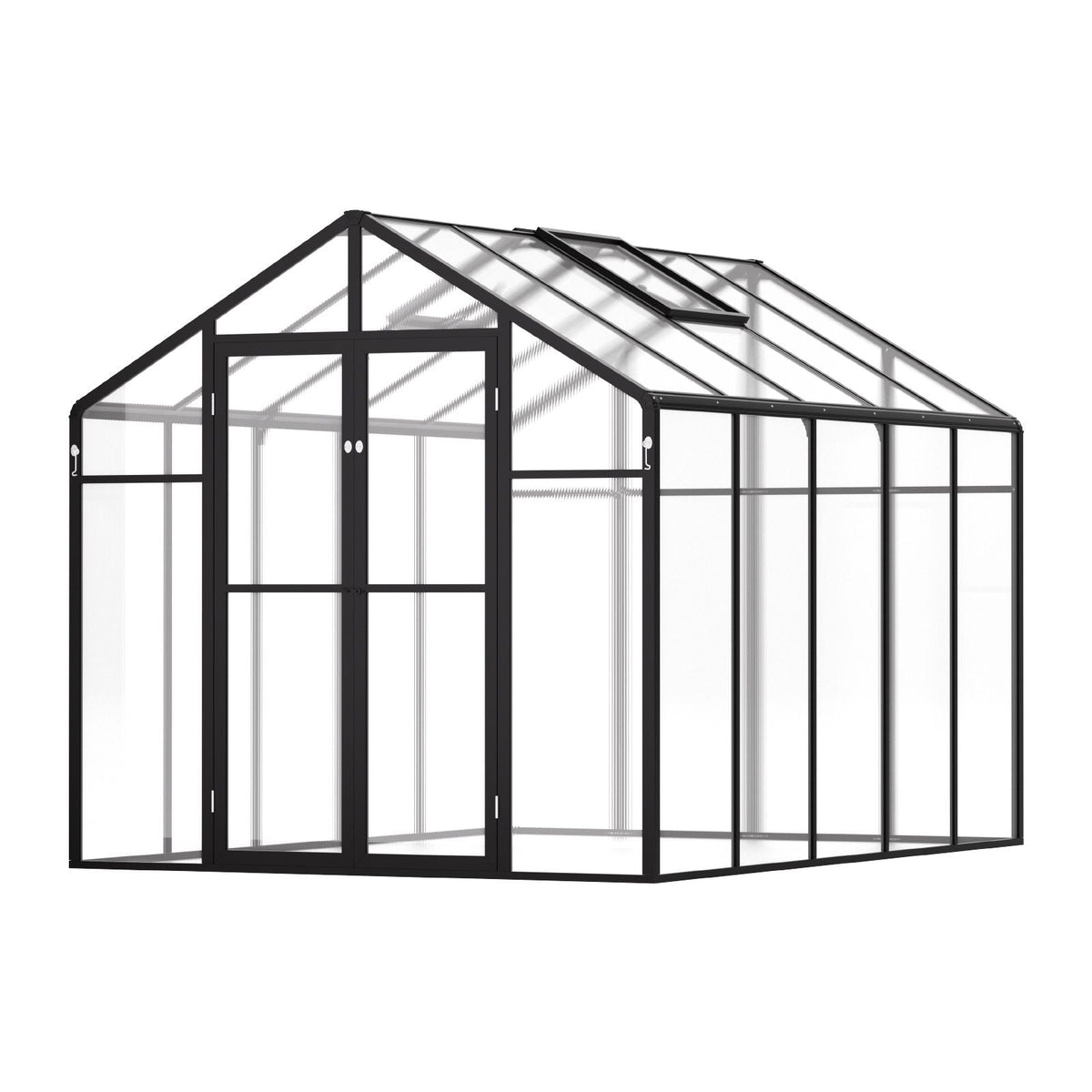 Polycarbonate Greenhouse, 8 x 10 Ft, Outdoor Greenhouse with 2 Vent Windows, Pavilion Styled Greenhouse with Hinged Door, Aluminum Large Walk-in Greenhouse Kit for Outside Garden Backyard
