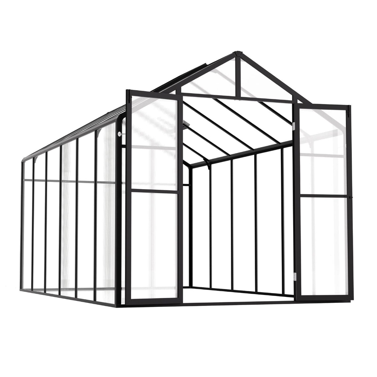Polycarbonate Greenhouse, 8 x 12 Ft, Outdoor Greenhouse with 2 Vent Windows, Pavilion Styled Greenhouse with Hinged Door, Aluminum Large Walk-in Greenhouse Kit for Outside Garden Backyard