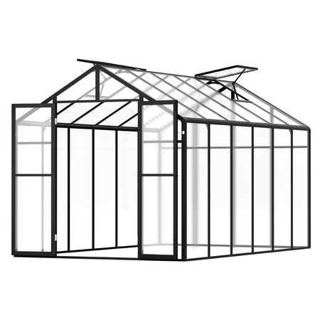 Polycarbonate Greenhouse, 8 x 12 Ft, Outdoor Greenhouse with 2 Vent Windows, Pavilion Styled Greenhouse with Hinged Door, Aluminum Large Walk-in Greenhouse Kit for Outside Garden Backyard