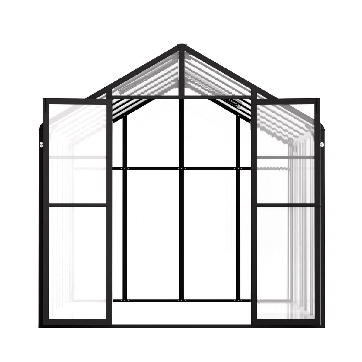 Polycarbonate Greenhouse, 8 x 12 Ft, Outdoor Greenhouse with 2 Vent Windows, Pavilion Styled Greenhouse with Hinged Door, Aluminum Large Walk-in Greenhouse Kit for Outside Garden Backyard