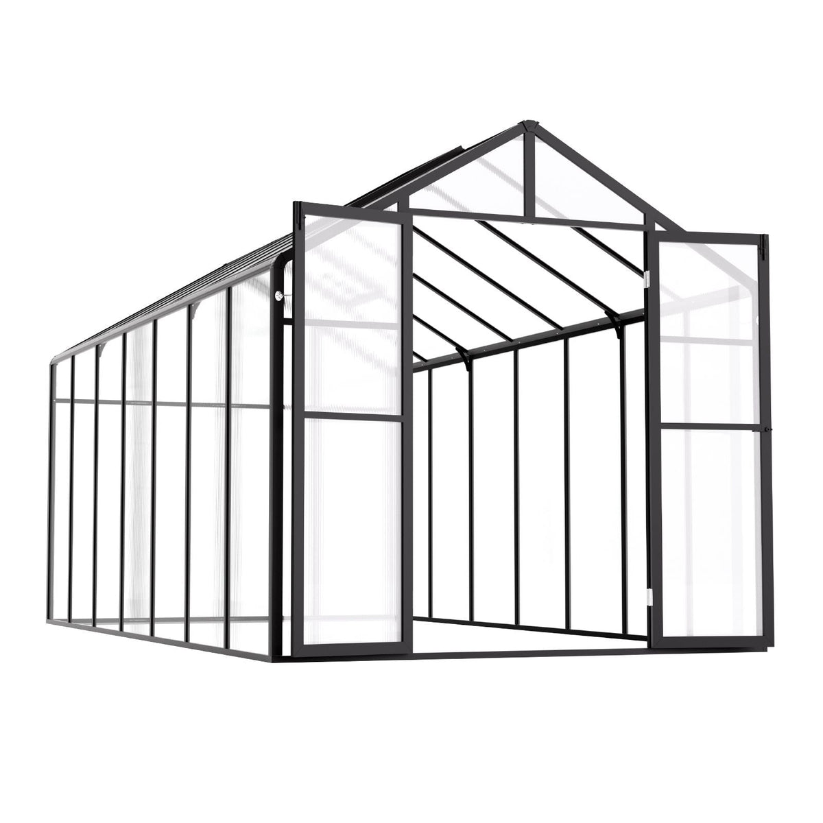 Polycarbonate Greenhouse, 8 x 14 Ft, Outdoor Greenhouse with 2 Vent Windows, Pavilion Styled Greenhouse with Hinged Door, Aluminum Large Walk-in Greenhouse Kit for Outside Garden Backyard