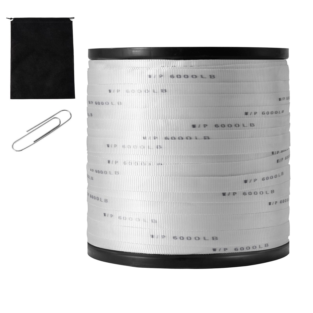 Polyester Pull Tape, 1" x 2103' Mule Tape Flat Rope, 6000 lbf Tensile Capacity, Printed Webbing Cable Pulling Tape for Packaging, Gardening, Commercial Electrical, Conduit Work, White