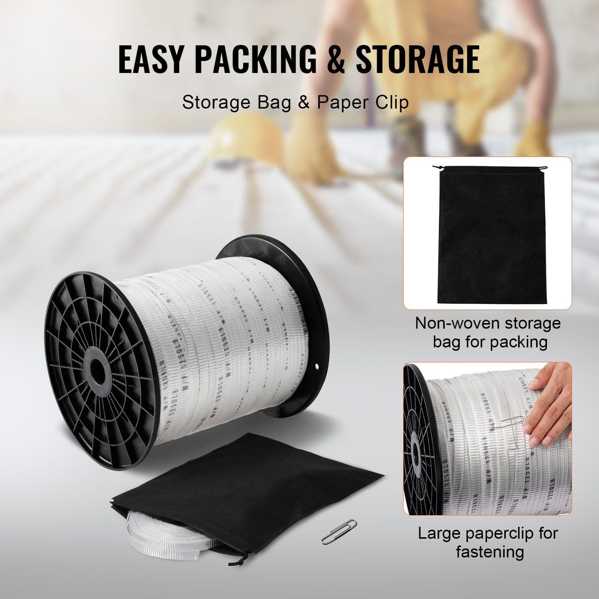 Polyester Pull Tape, 1/2" x 1053' Mule Tape Flat Rope, 1250 lbf Tensile Capacity, Printed Webbing Cable Pulling Tape for Packaging, Gardening, Commercial Electrical, Conduit Work, White