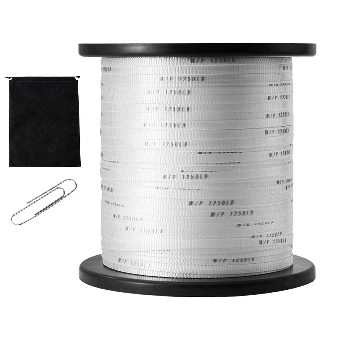 Polyester Pull Tape, 1/2" x 1053' Mule Tape Flat Rope, 1250 lbf Tensile Capacity, Printed Webbing Cable Pulling Tape for Packaging, Gardening, Commercial Electrical, Conduit Work, White