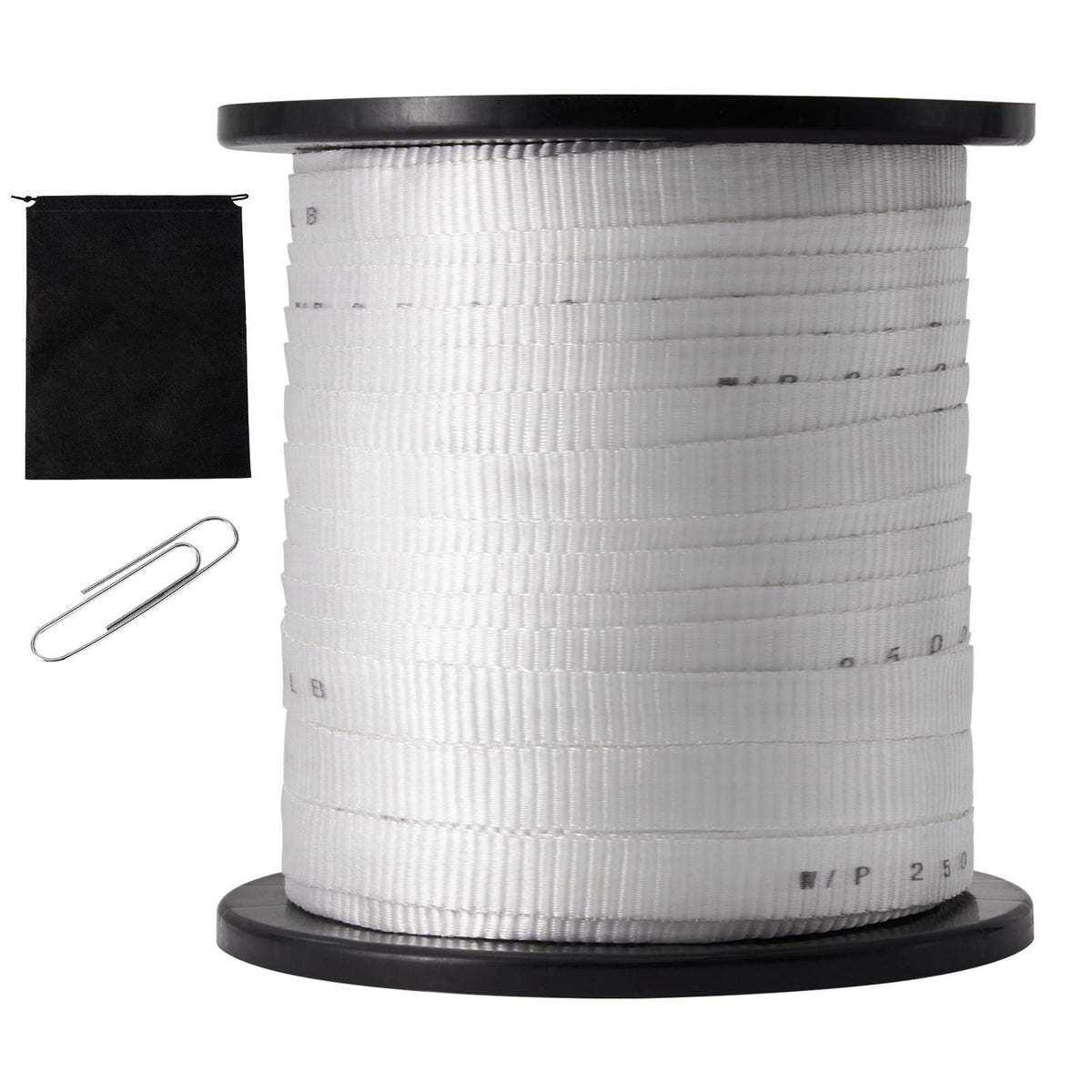 Polyester Pull Tape, 3/4" x 318' Mule Tape Flat Rope, 2500 lbf Tensile Capacity, Printed Webbing Cable Pulling Tape for Packaging, Gardening, Commercial Electrical, Conduit Work, White