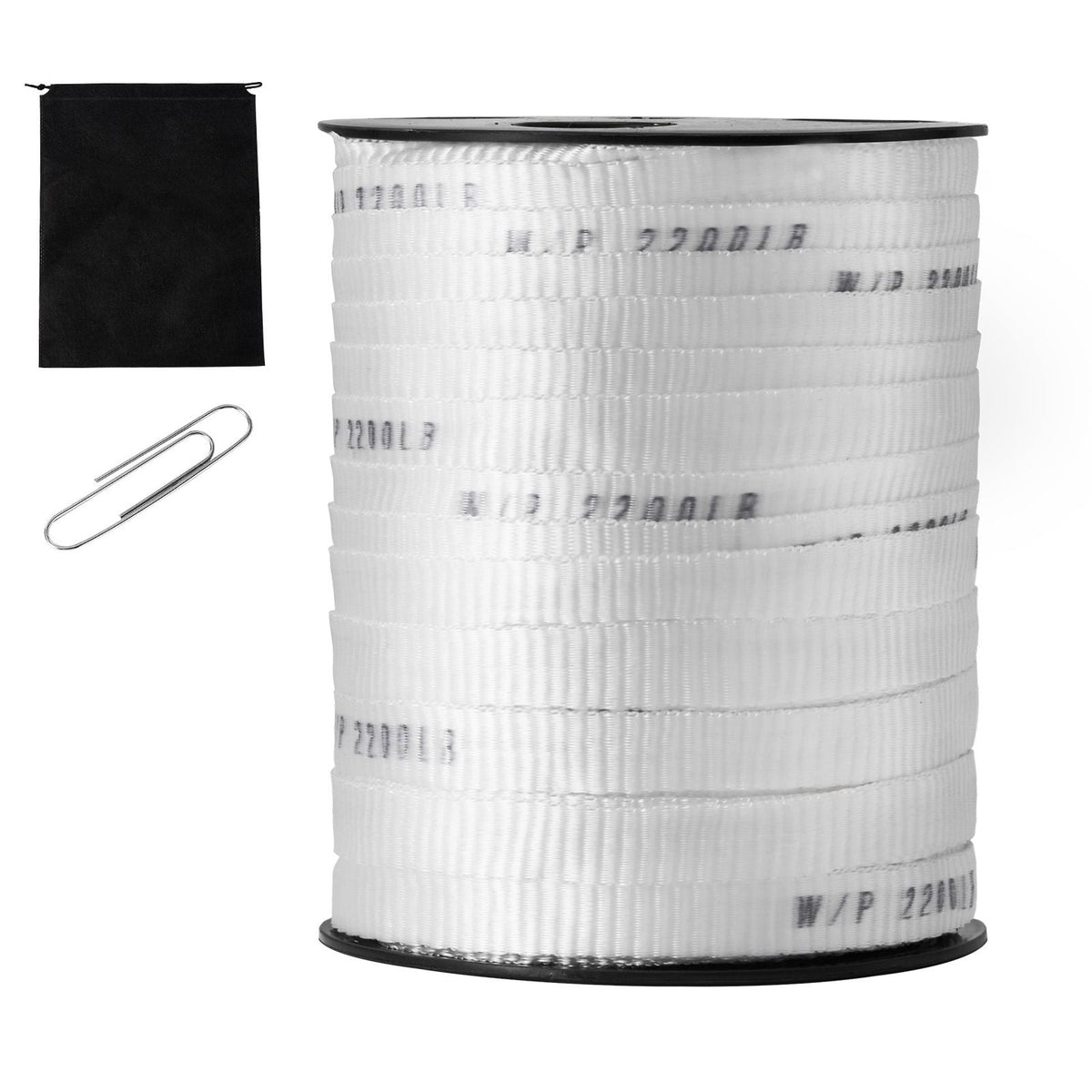 Polyester Pull Tape, 5/8" x 318' Mule Tape Flat Rope, 2200 lbf Tensile Capacity, Printed Webbing Cable Pulling Tape for Packaging, Gardening, Commercial Electrical, Conduit Work, White
