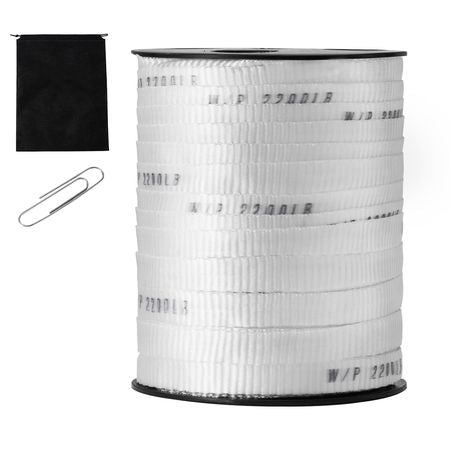 Polyester Pull Tape, 5/8" x 318' Mule Tape Flat Rope, 2200 lbf Tensile Capacity, Printed Webbing Cable Pulling Tape for Packaging, Gardening, Commercial Electrical, Conduit Work, White