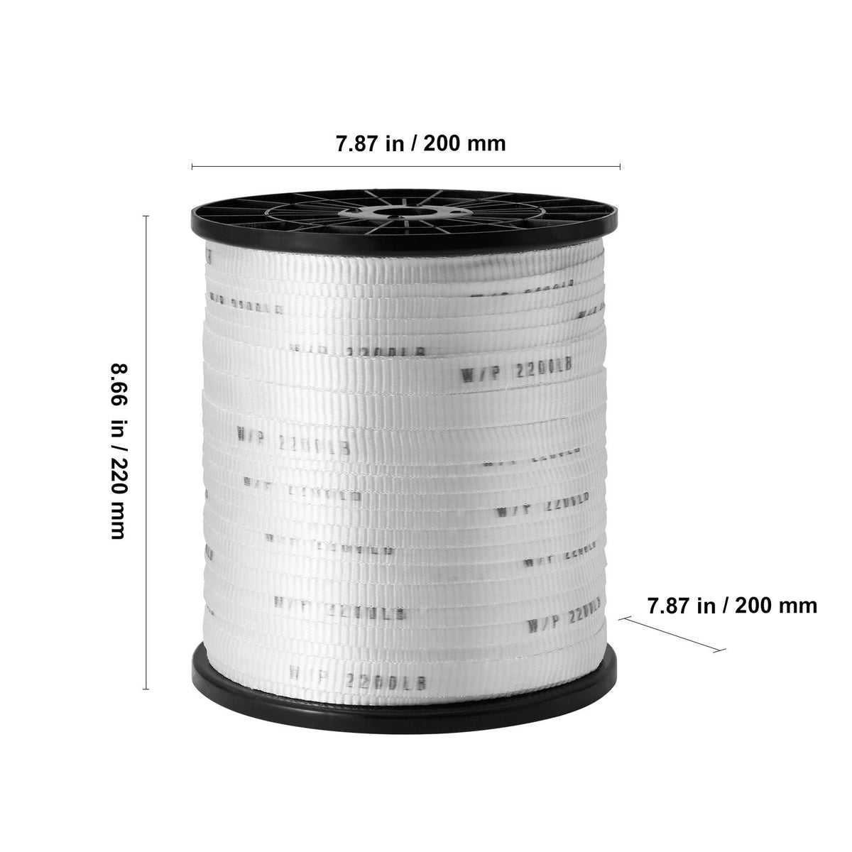 Polyester Pull Tape, 5/8" x 630' Mule Tape Flat Rope, 2200 lbf Tensile Capacity, Printed Webbing Cable Pulling Tape for Packaging, Gardening, Commercial Electrical, Conduit Work, Whit