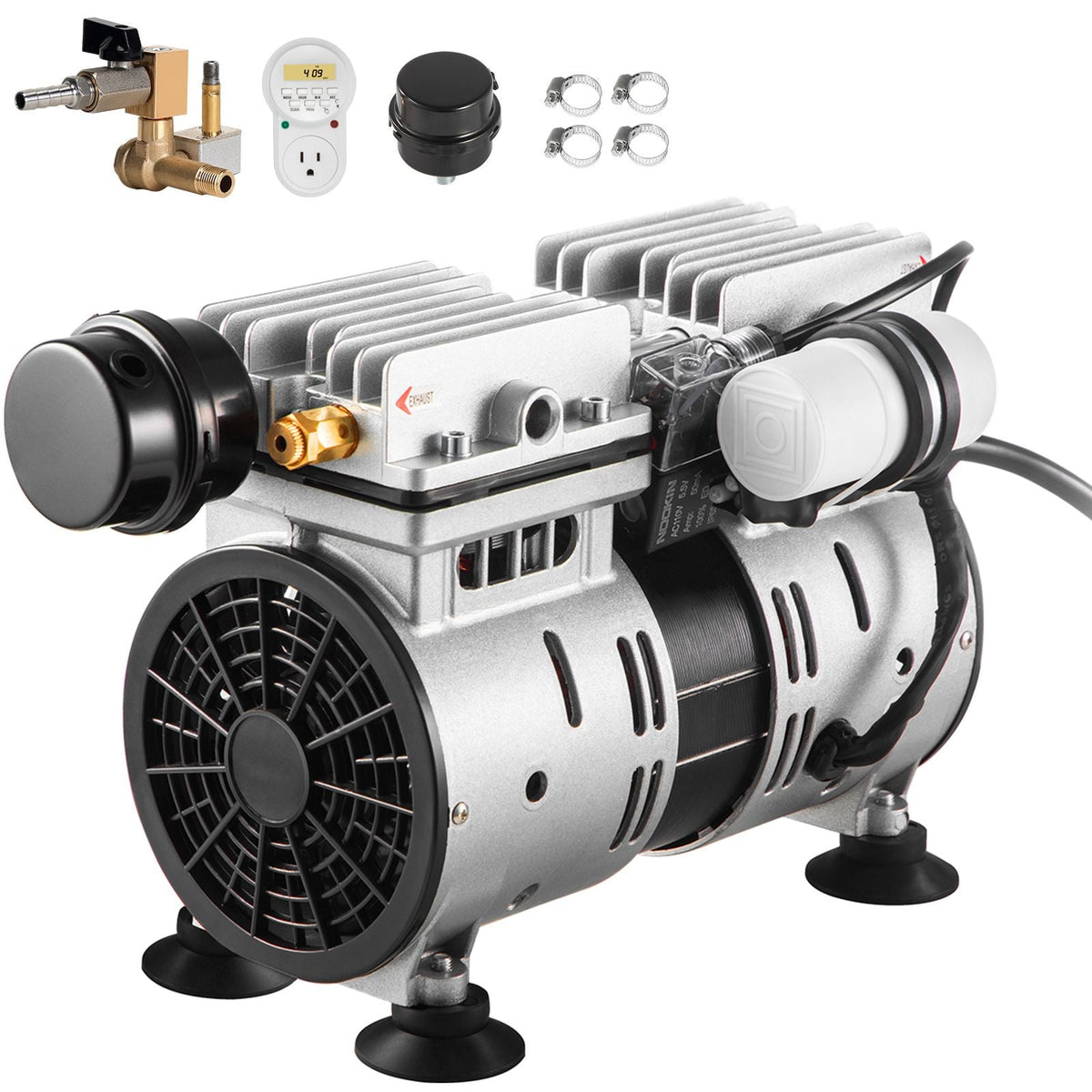 Pond Aerator, 550W Power, 5.2CFM for Up to 3 Acre 50' Lake, Pond Aeration Kit Includes 3/4 HP Compressor & Timer & Valves, Air Compressor for Deep Water Oxygen Circulation, for Pond, Lake