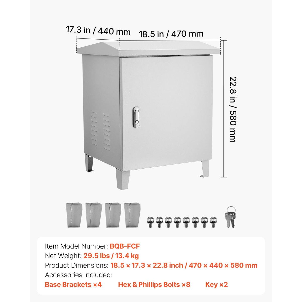 Pond Aerator Weatherproof Outdoor Cabinet, Housing for Pond Aerator with Cooling Fan & AC Power Outlet, 16.9 x 19.7 x 22.8 in, Water Garden Aeration Box, Fits Most Aeration Compressors