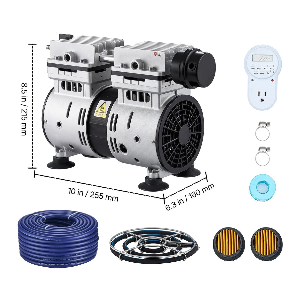 Pond Aerators, 5.2CFM Aeration System for Lake up to 3 Acres, 3/4 HP Air Compressor, 1 Diffuser & 100' Weighted Tubings, Aeration Pump for Outdoor Ponds & Lakes Deep Water Oxygen Circulation