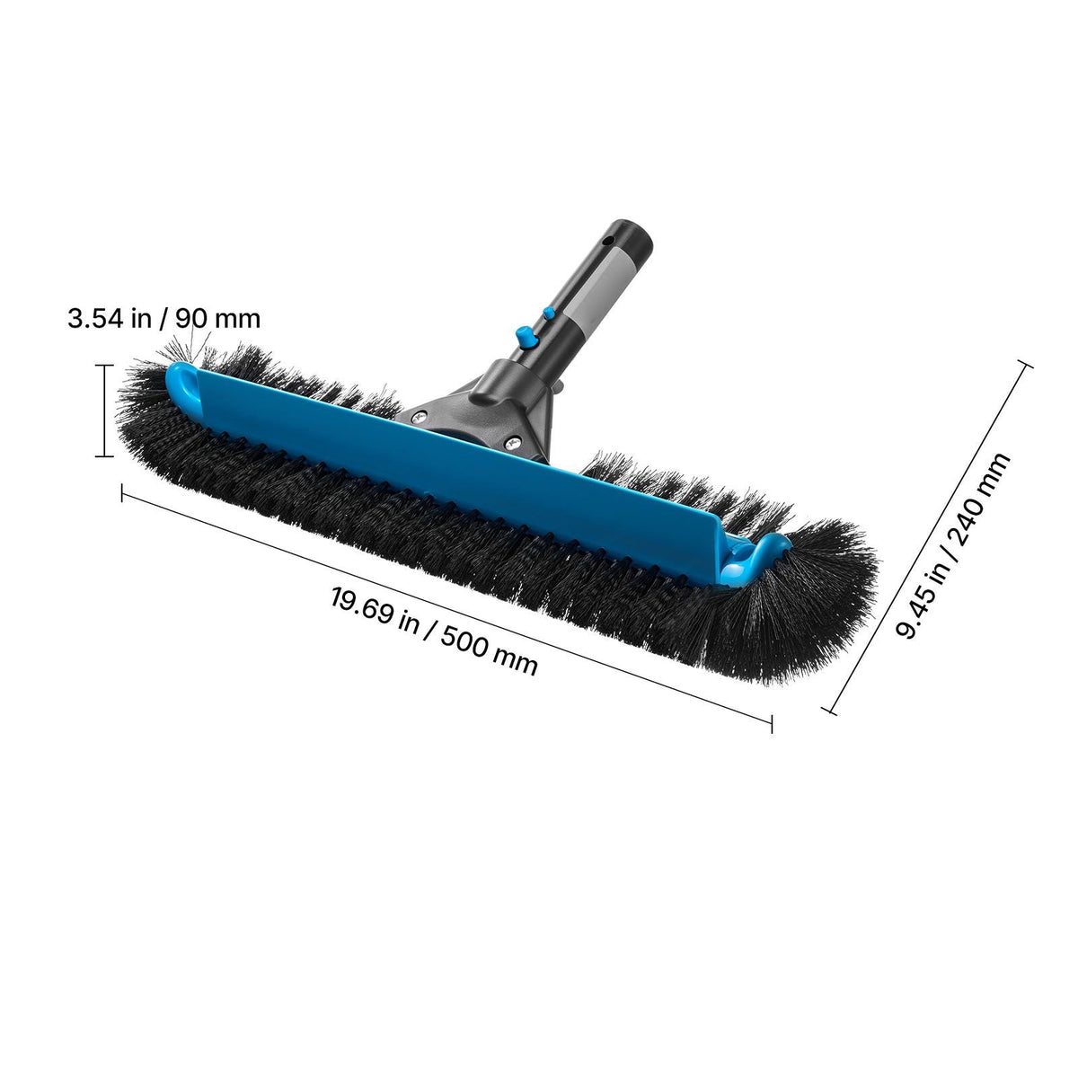 Pool Brush Head, 20 Inch Scrub Brushes with Nylon Bristles and Aluminum Pole Connector, Heavy Duty Curved Brush Head for Cleaning Inground/Above Ground Swimming Pool Walls, Pole Not Included