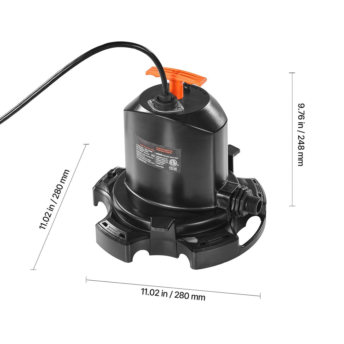 Pool Cover Pump, 1/2 HP 1575 GPH, 120V Submersible Swimming Pool Cover Pump with 25 ft Power Cord, 24 ft Max Head Lift, Water Removal and Transfer Pump, for Pool Draining Inflatable Water Parks