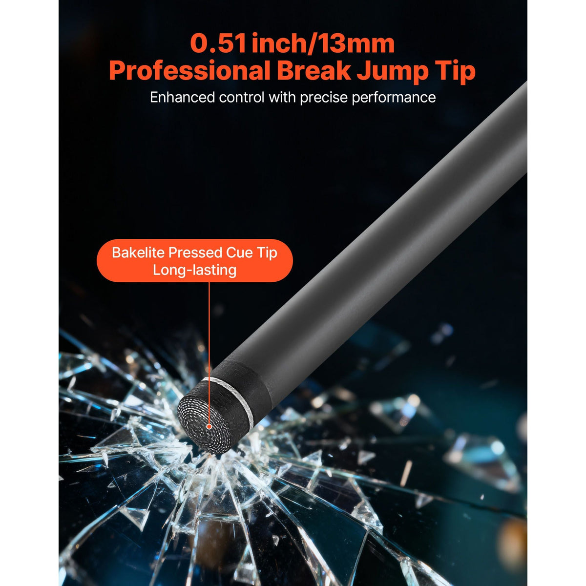 Pool Cue, 1 Piece Jump Break Cue, 58 inch & 19.5 oz Break Cues Pool Stick, Breaks Stick with Carbon Fiber Shaft & Maple Cues Butt, Heavy Hitter Breaks Jump Billiard Cue for Adult, Home, Office