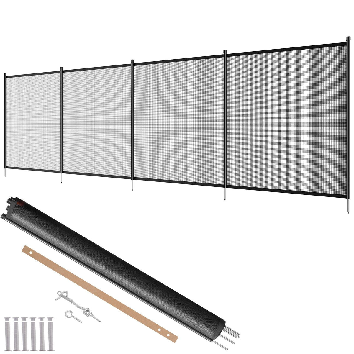 Pool Fence, 4 x 12 FT Pool Fences for Inground Pools, Removable Child Safety Pool Fencing, Easy DIY Installation Swimming Pool Fence, 340gms Teslin PVC Pool Fence Mesh Protects Kids and Pets